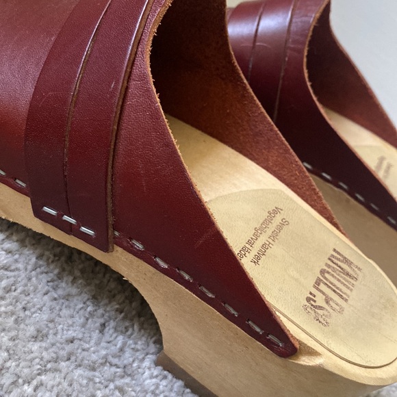 Women's Red Leather Swedish Clogs - Picture 6 of 6